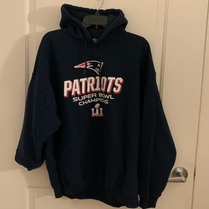 Mens NE Patriots Super Bowl LI Hoodie W Front Pocket- Size XL Gildan Heavy Blend